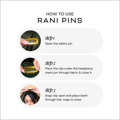 Rani Pins Premium clip hiyab negro facilita fijación firme y cómoda
