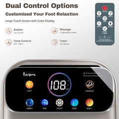 Ranjova foot spa heated water control maintains a comfortable temperature during a relaxing soak.
