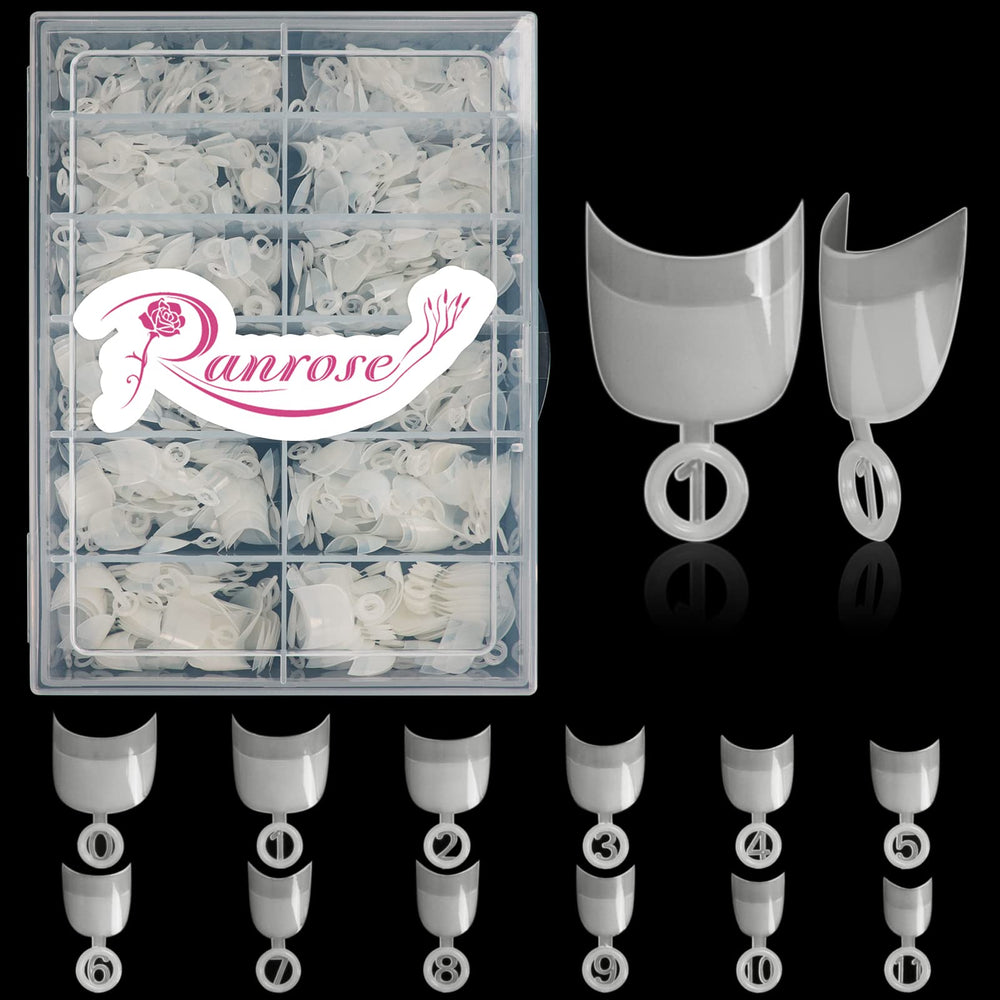 Ranrose 600pcs short nail tips with oval half-cover for natural DIY nails