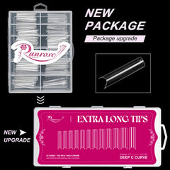 Ranrose C-curve nail tips showing clear size numbering for easy identification.