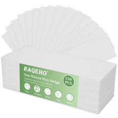 RAQEHO 150 non-woven wax strips packaging ready for home waxing.