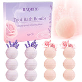 RAQEHO bombas-pies rosas-lavanda-empacado: hidratación suave lista para viajar.