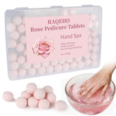 RAQEHO Rose Soak Ball packaging shows convenient 8oz spa treatment for nails