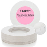 RAQEHO wax collars ready for 14oz pots, preventing leaks during waxing sessions.