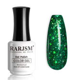 RARJSM brillo verde gel uñas, acabado reluciente para uñas caseras.