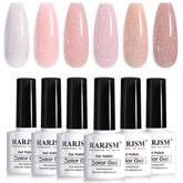 RARJSM esmalte gel tono neutro con brillo arcoíris para look diario