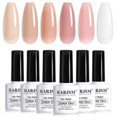 RARJSM set de esmaltes gel en tonos neutros, 6 botellas para uñas naturales