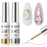RARJSM Liner Gel metalico en plata, oro y bronce con acabado espejo para uñas.