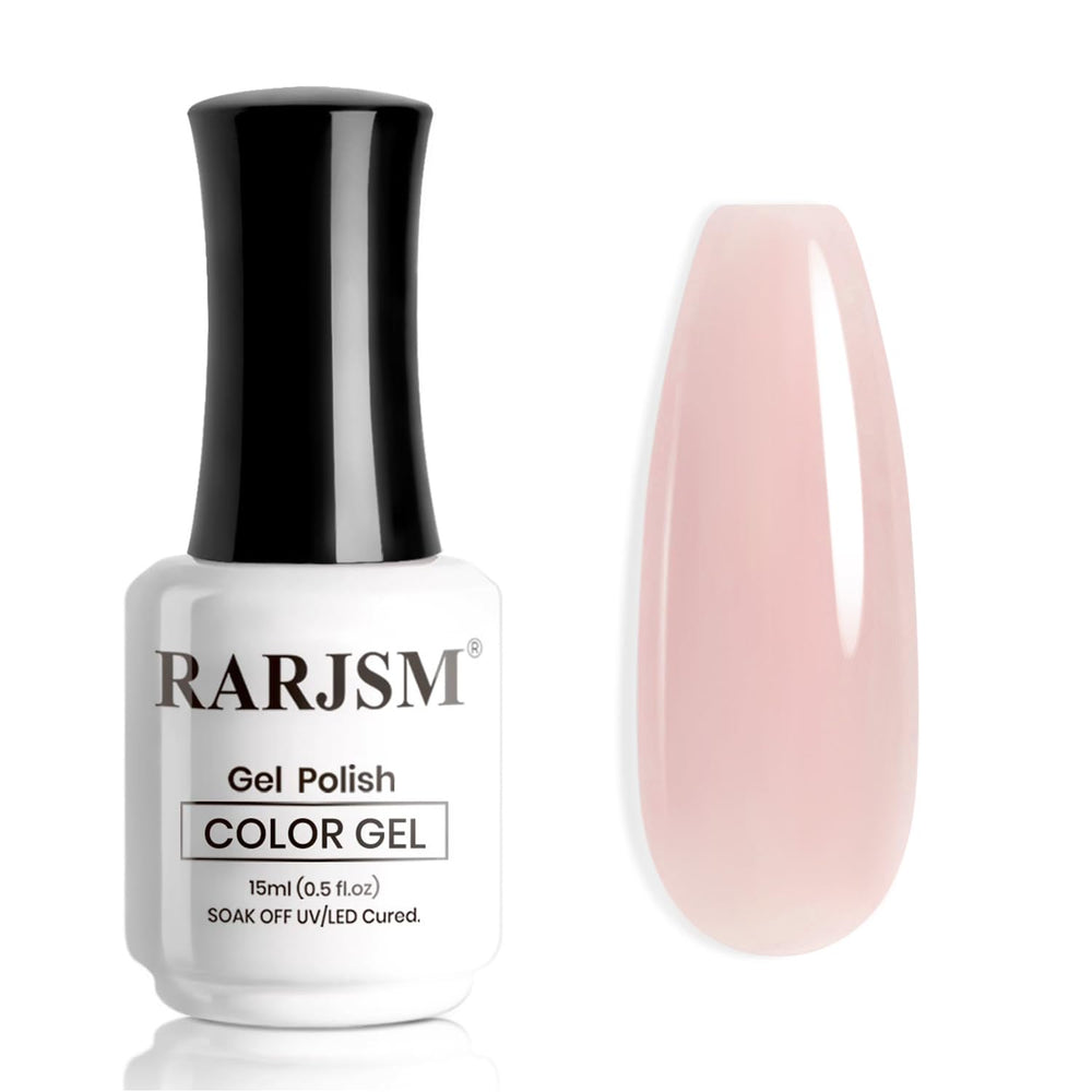 RARJSM nude beige pink gel polish bottle with creamy texture for natural-looking nails.