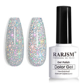 RARJSM reflective glitter gel bottle with rainbow sparkle for party-ready nails.