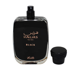 RASASI Hawas Black top-note profile showcasing pineapple and bergamot for a bright opening.