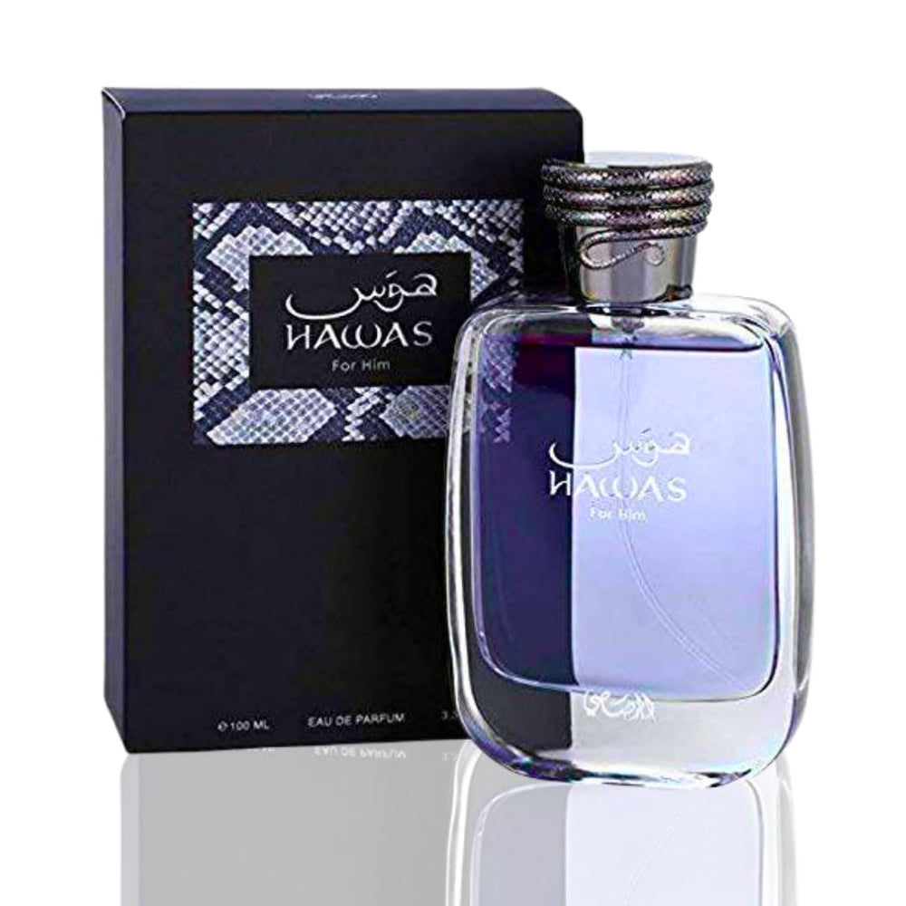 Rasasi Hawas for Him bottle on a neutral surface for daily wear