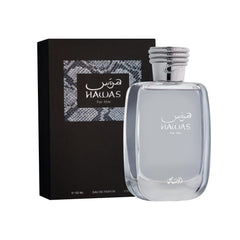 RASASI Hawas for Men textured packaging and python stopper convey gift-ready luxury.