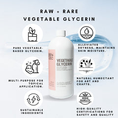 Raw Plus Rare glicerina vegetal aplicación en piel, humectante ligero.