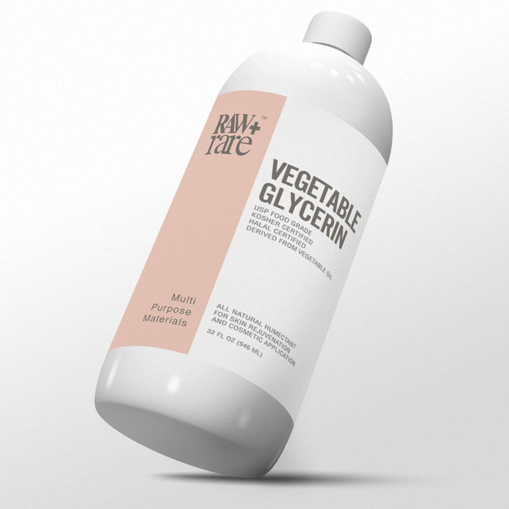 Raw Plus Rare glicerina vegetal botella 32oz, hidratación suave para piel.