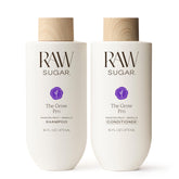 RAW SUGAR Grow Pro Shampoo bottle highlighting revitalizing formula for stronger-looking lengths.