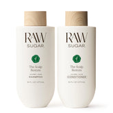 Raw Sugar Scalp Restore Shampoo bottle emphasizes jojoba and aloe for a refreshed scalp.