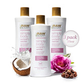 RAW SUGAR Simply Body Wash Beach Rose bottle for a gentle, sensitive-skin cleanse.