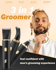 RAXMETRY Trimmer with 3 6 9 12 mm adjustable combs for customizable trimming.