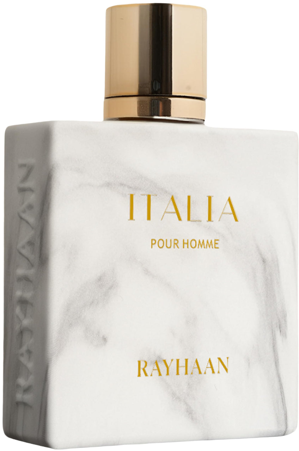 Rayhaan Italia bottle front with citrus-spice profile for refined men