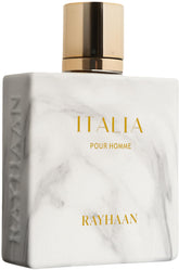 Rayhaan Italia bottle front with citrus-spice profile for refined men