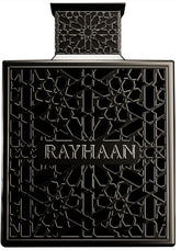 Rayhaan Obsidian bottle highlighting iris and citrus freshness for a bright first impression.