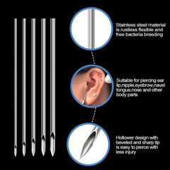 Rayyl kit de piercing con aguja 16G, diseño hueco y seguro