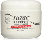 Razac crema de acabado para permanentes, botella de 4oz, suaviza rizos y aporta definición.
