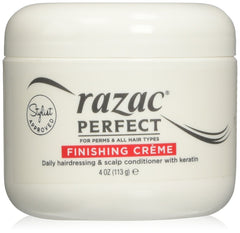 Razac crema de acabado para permanentes, botella de 4oz, suaviza rizos y aporta definición.