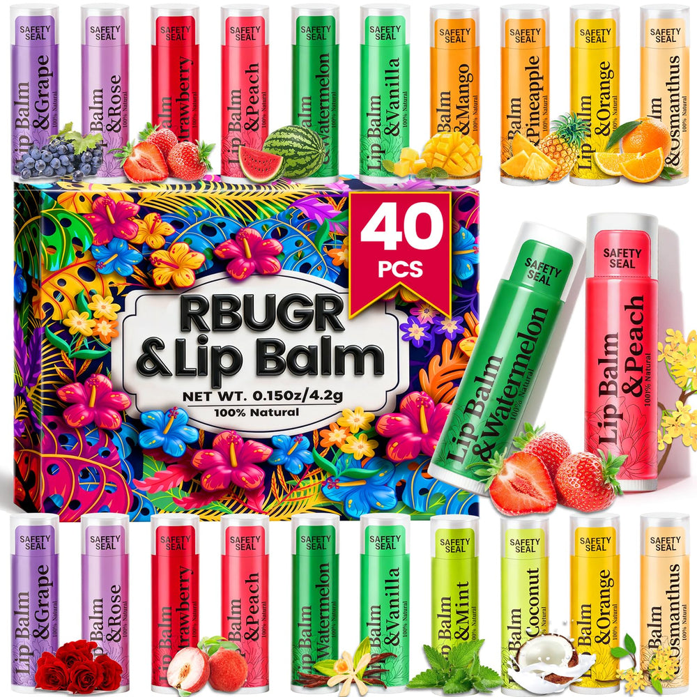 RBUGR set de bálsamos labiales con 12 sabores para cuidado diario.