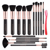 Real Perfection 16-piece makeup brush set in black with soft bristles for even foundation application.