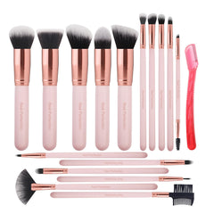 Real Perfection 16-piece pink makeup brush set for seamless foundation and blending