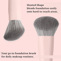 Real Perfection Contoured Foundation Brush close-up shows ultra-soft bristles for smooth application.