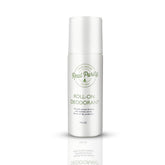 Real Purity Roll-On Deodorant bottle close-up showing quick-drying protection for sensitive skin.
