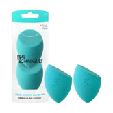 Real Techniques Miracle Airblend sponge packaging with dual-sponge set for versatile makeup