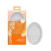 Real Techniques Miracle Brush Cleansing Palette top view showing ridges for deep cleaning brushes