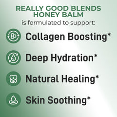Really Good Blends ingredients include grass-fed tallow and raw honey on the label.