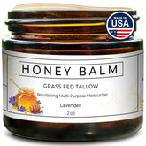 Really Good Blends Tallow Honey Balm jar with lavender for deep hydration.
