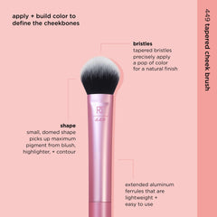 Real Techniques Tapered Cheek Brush RT 449 ultra-plush bristles pick up and blend blush.