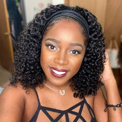 Rebasar Deep Wave Headband Wig packaging with cap and headband for easy styling