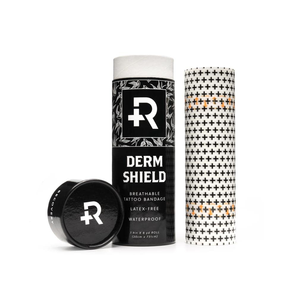 Recovery tattoo cover-up patch pack showing latex-free protection for fresh ink.