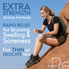 Recuren Plus face and body arnica cream shown on delicate skin.