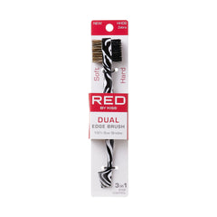 RED by Kiss Dual Edge Brush hard bristles provide precise shaping for defined hairlines.