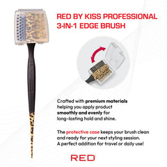 Red by Kiss edge brush with protective case keeps brushes clean on travel.