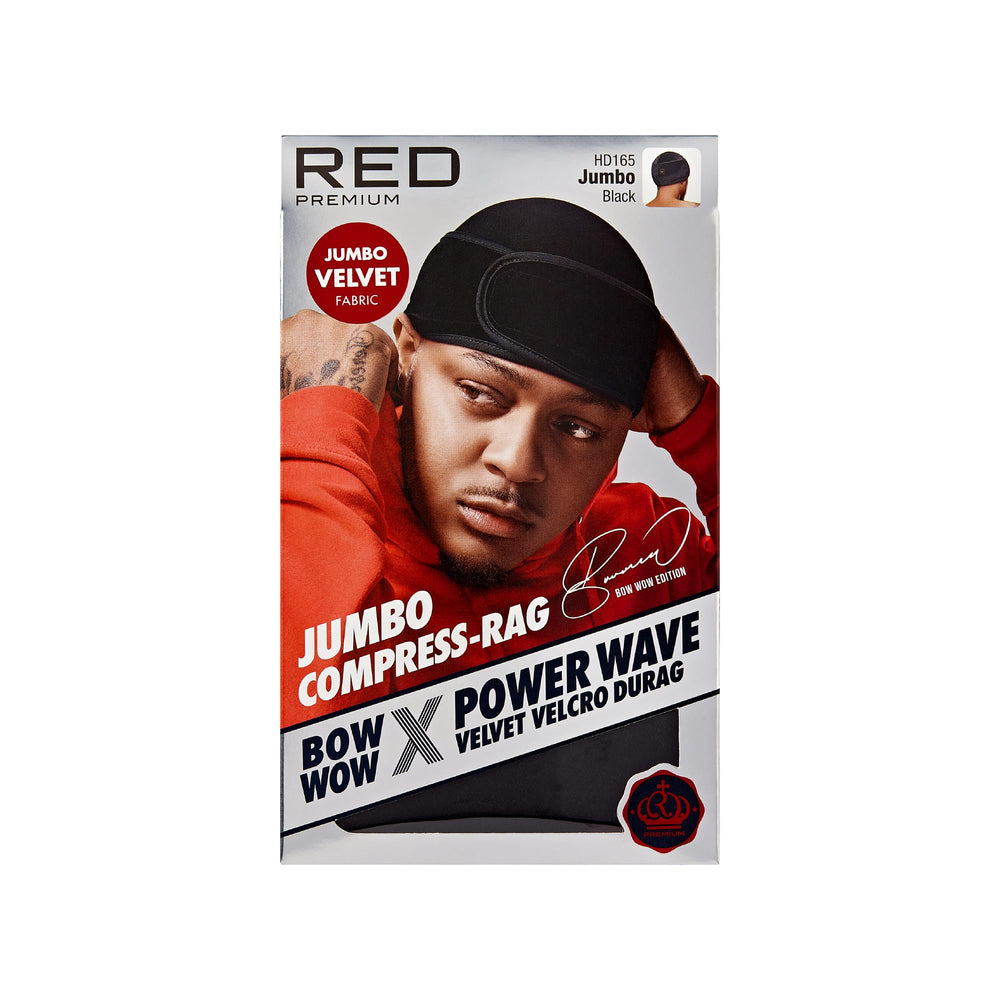 Red by Kiss Bow Wow durag vista frontal, ajuste cómodo para peinados diversos