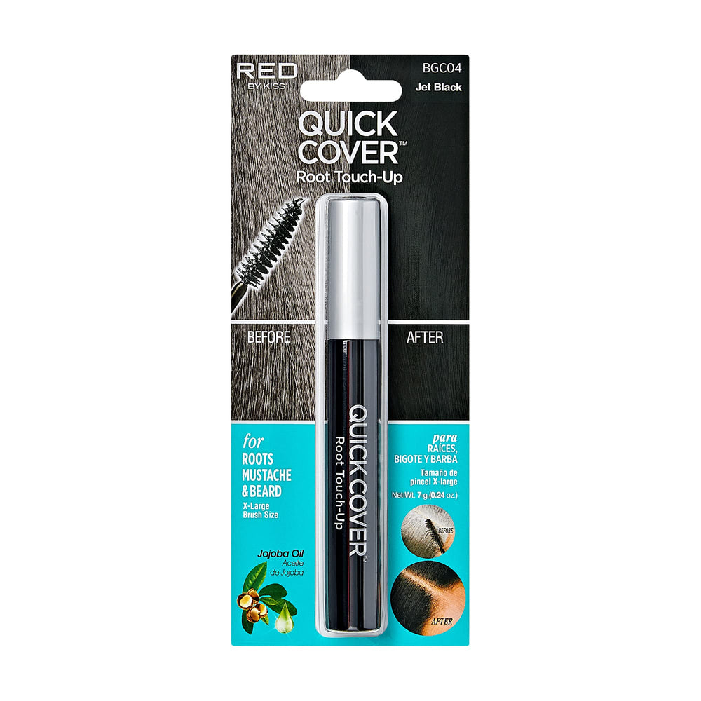 Red by Kiss Quick Cover root touch up jet black conceals regrowth between color sessions.