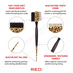 Red by Kiss rat-tail end aids clean sectioning for braids and parts.