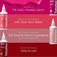 Red by Kiss Tintation Crimson hair swatches showing vibrancy.