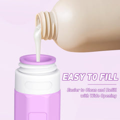 Redfly travel bottles wide opening for easy filling with thicker formulas.