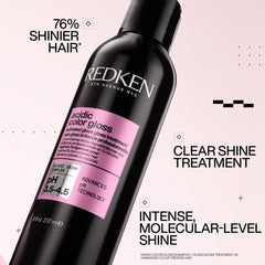 Redken Acidic Color Gloss bottle pour demonstrating even distribution for radiant color.